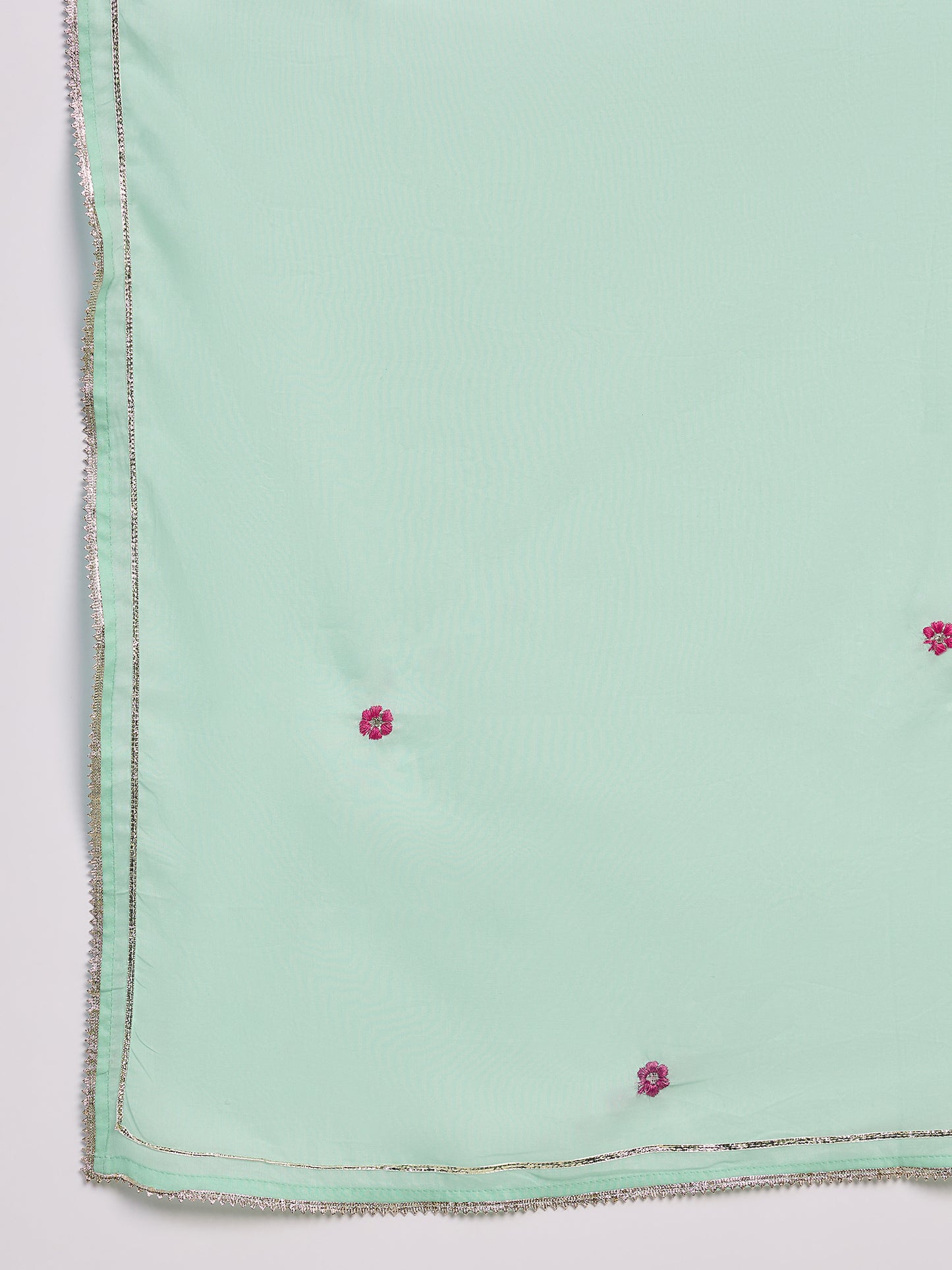 Mint Green Embroidered Cotton Kurta Set with Dupatta