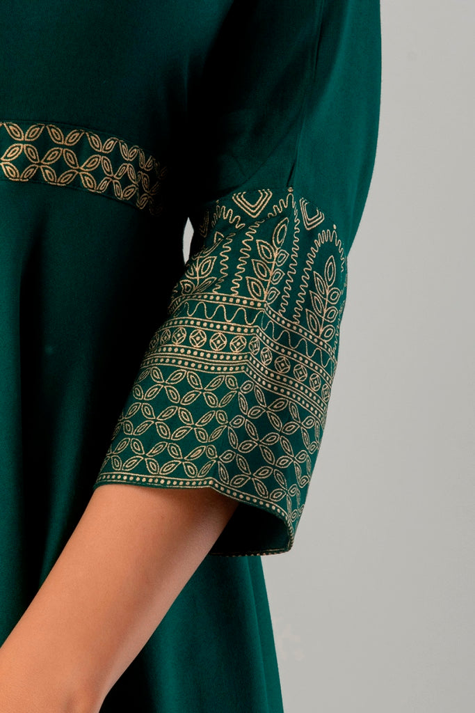 Green Gown Solid Dress with Dupatta