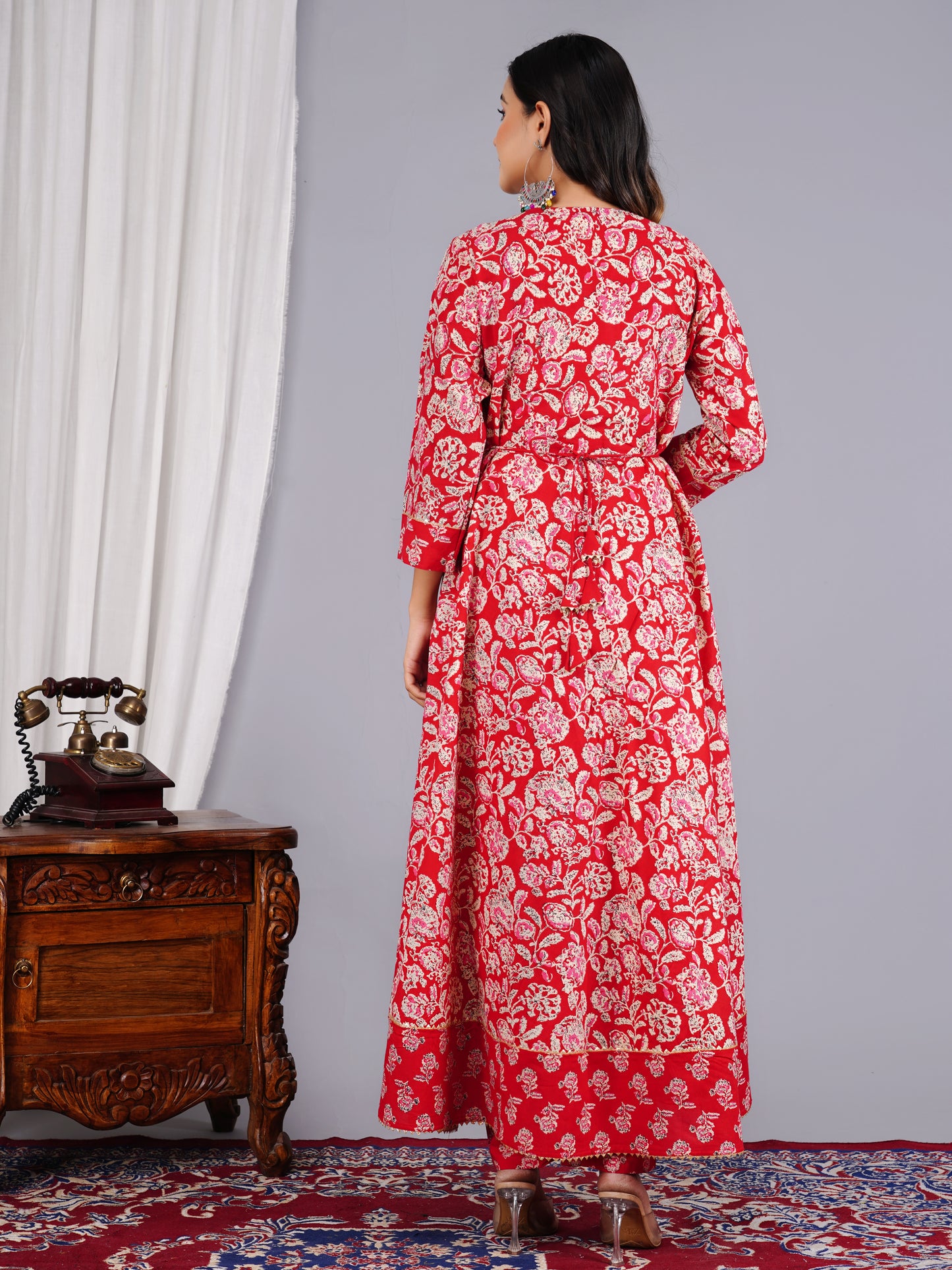 Red Colour Designer Printed Kurta with Pant and Dupatta