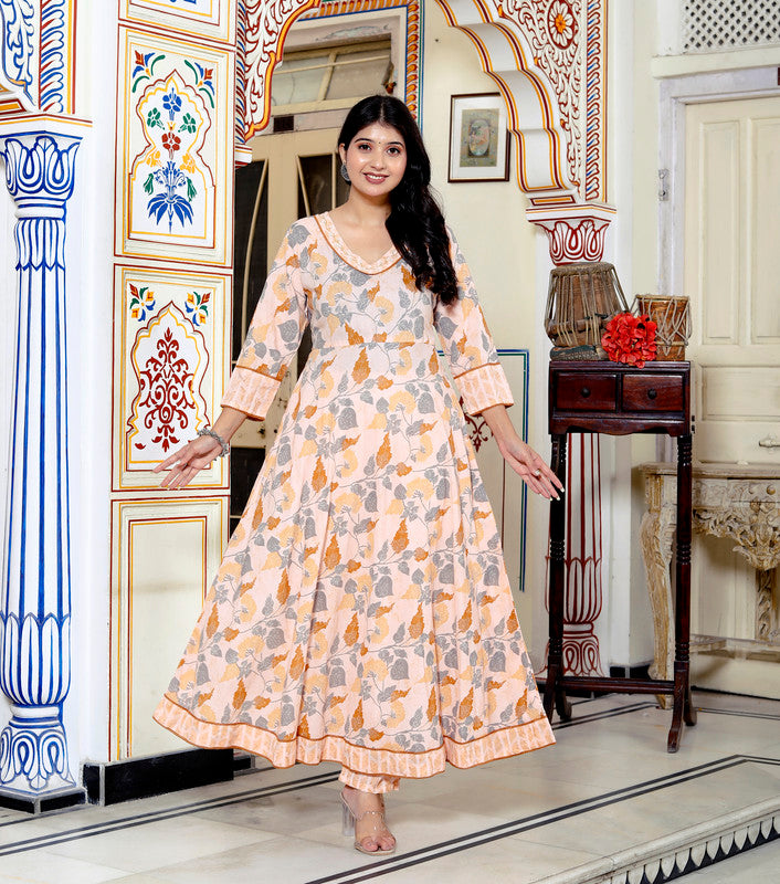 Orange Colour Designer Printed Kurta with Pant and Dupatta