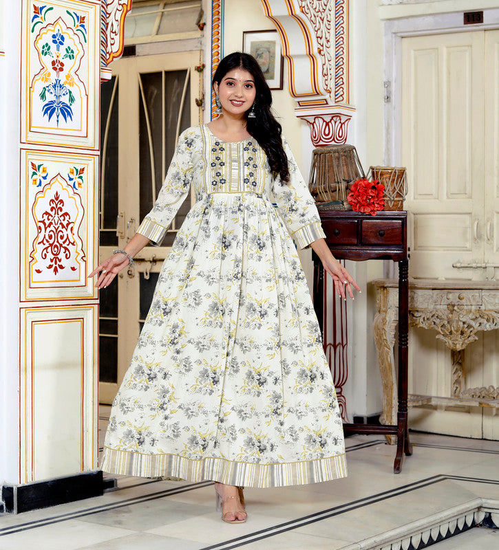 Beige Colour Designer Printed Kurta with Pant and Dupatta