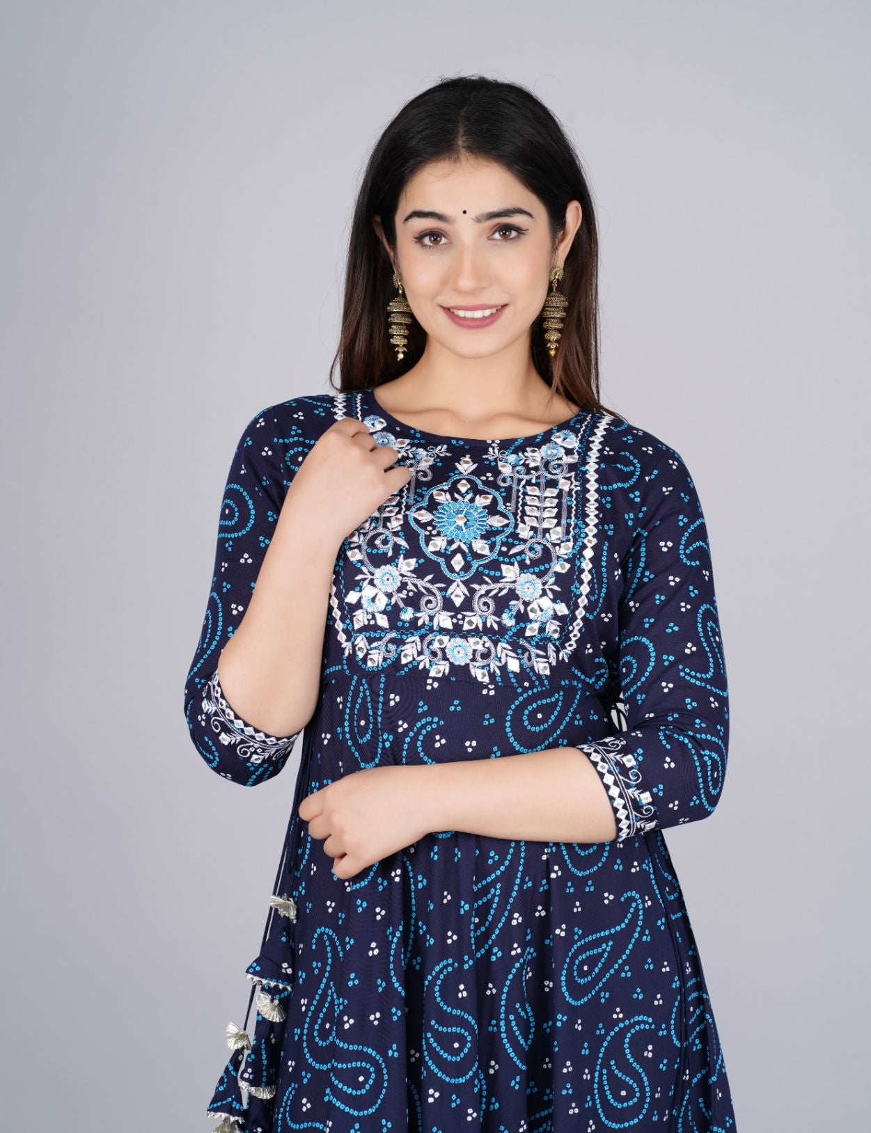 Blue Designer Print Gown