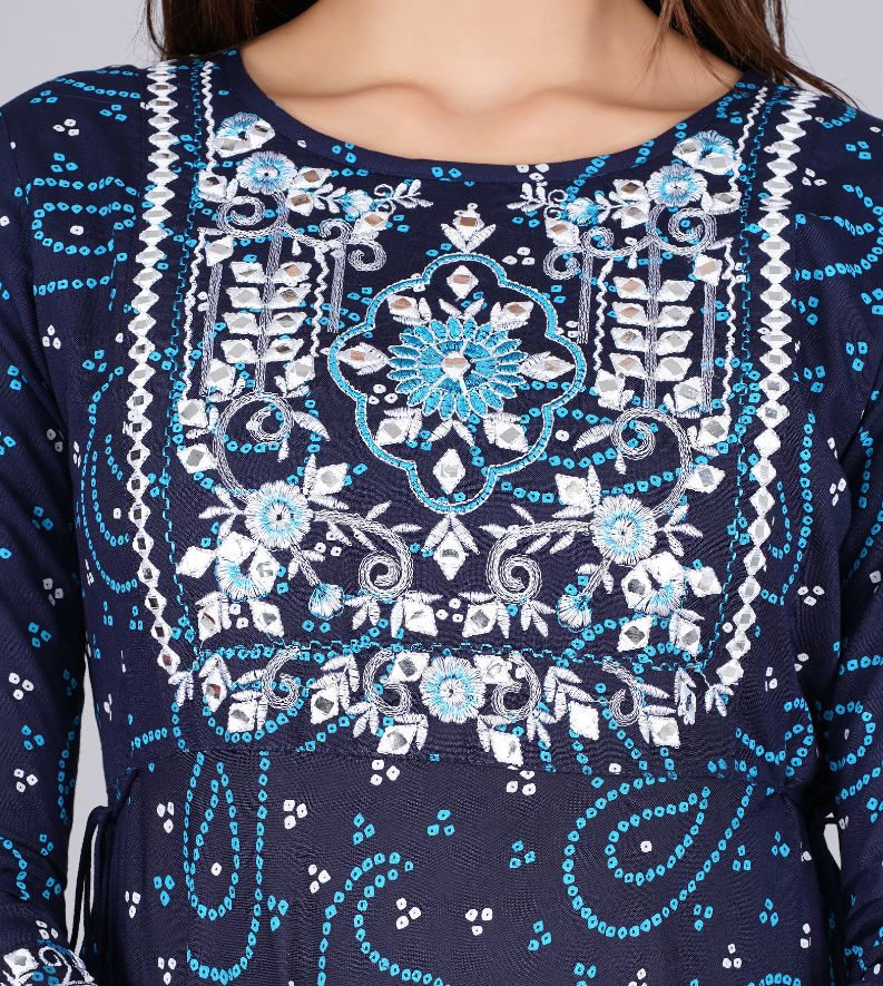Blue Designer Print Gown
