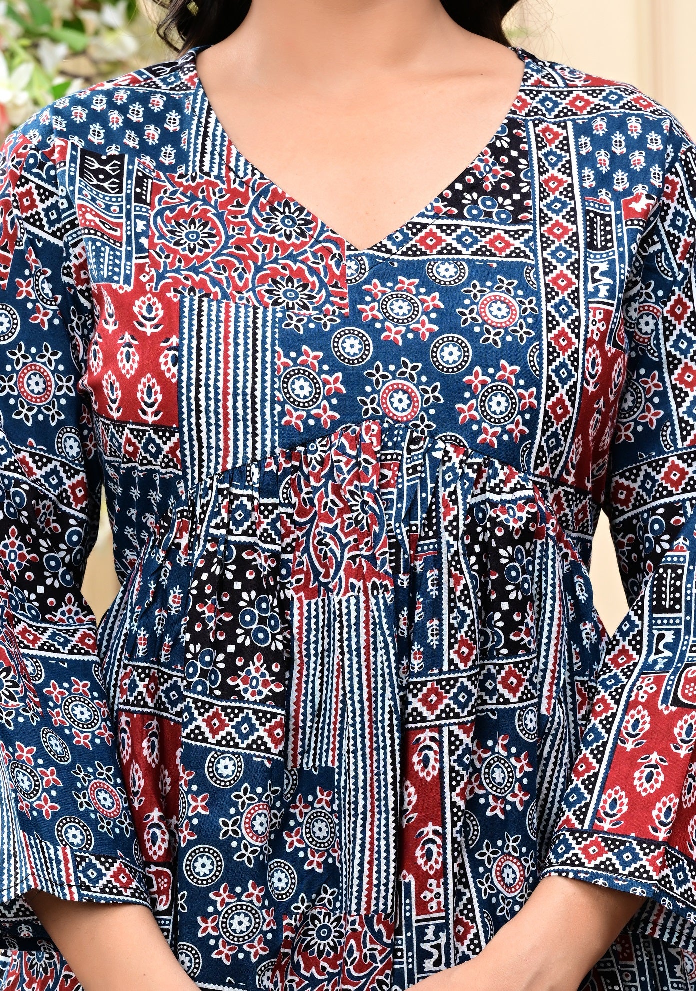 Boho Chic Printed Cotton Tunic Top for Women