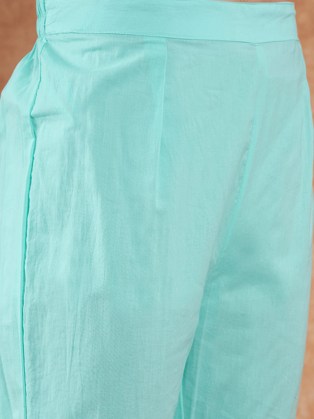 Aqua Blue Embroidered Salwar Suit with Floral Dupatta