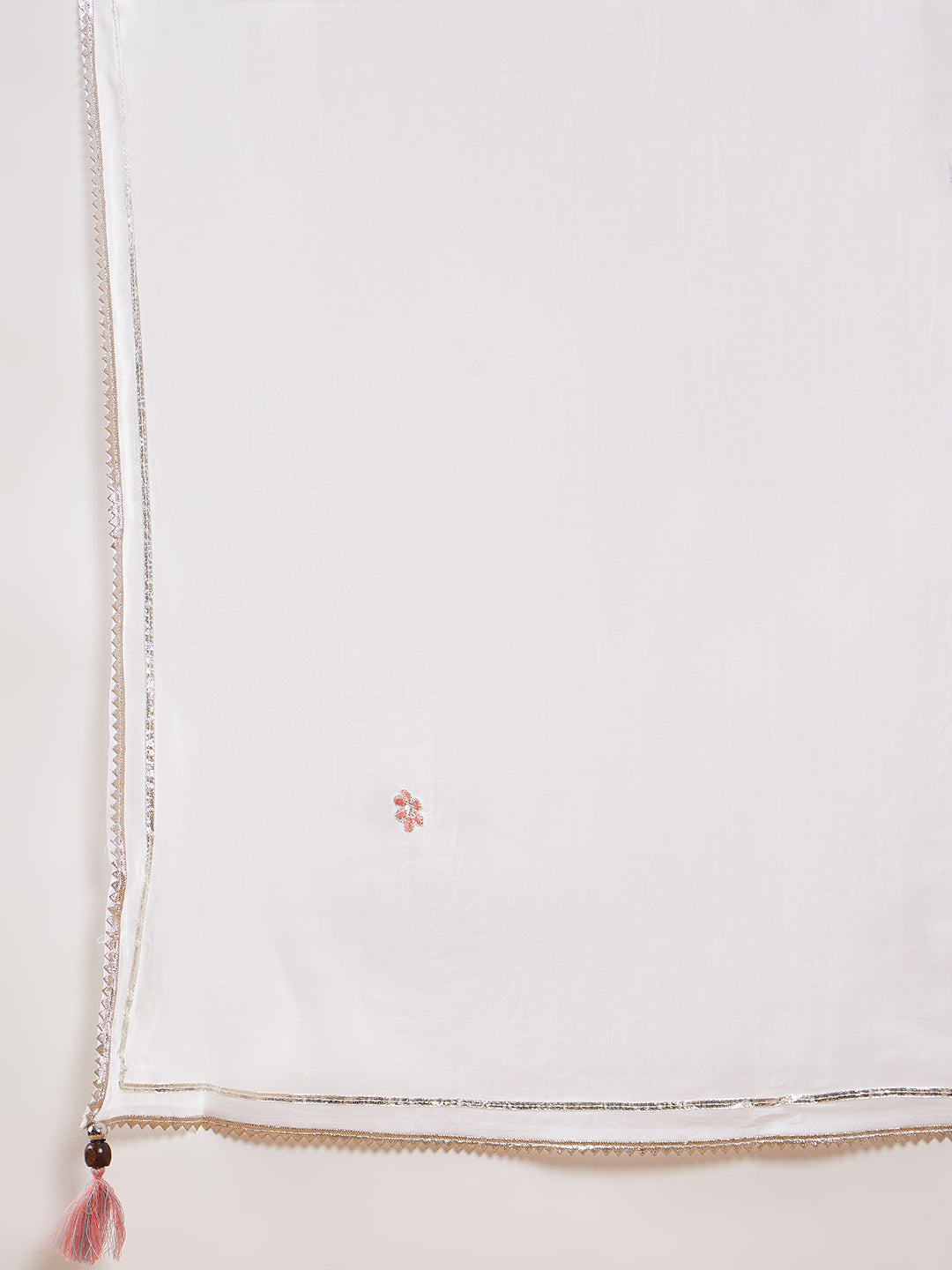 White Embroidered Cotton Anarkali Suit with Dupatta