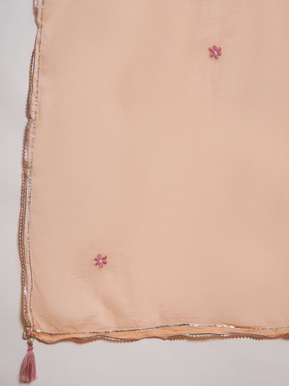 Peach Embroidered Anarkali Suit