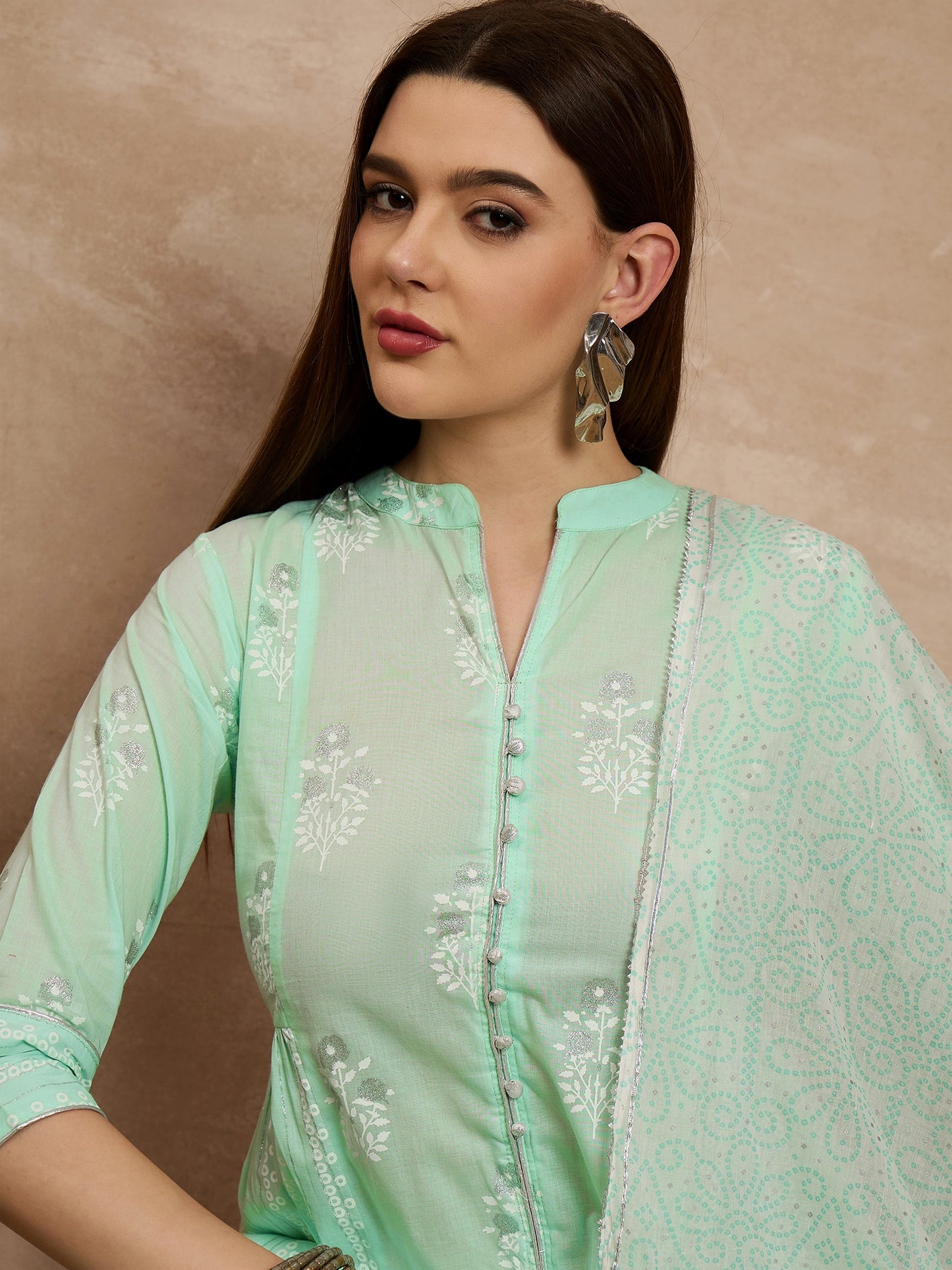 Light Green Embroidered Straight Kurta Set with Dupatta