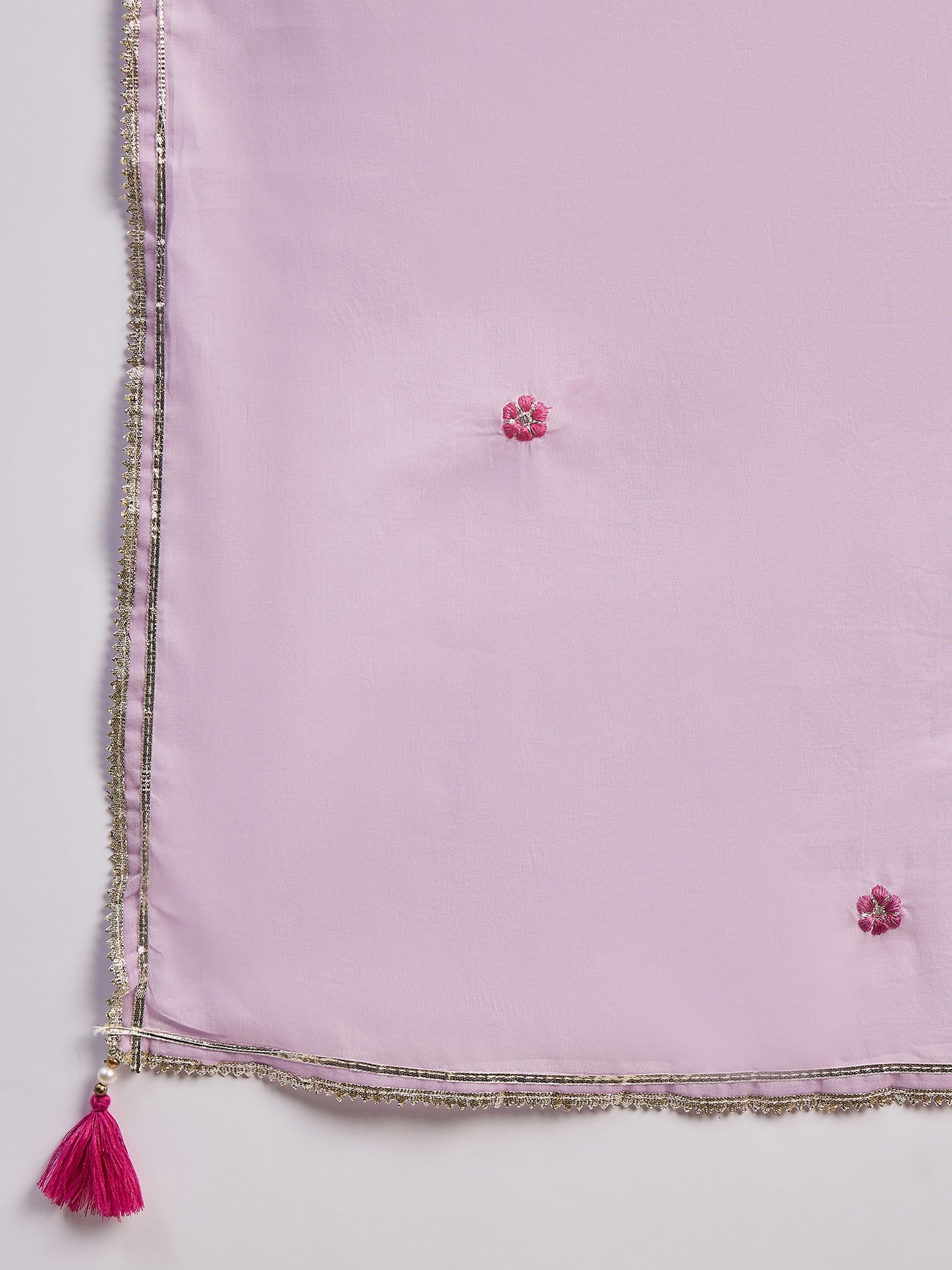 Lilac Embroidered Cotton Suit Set for Women