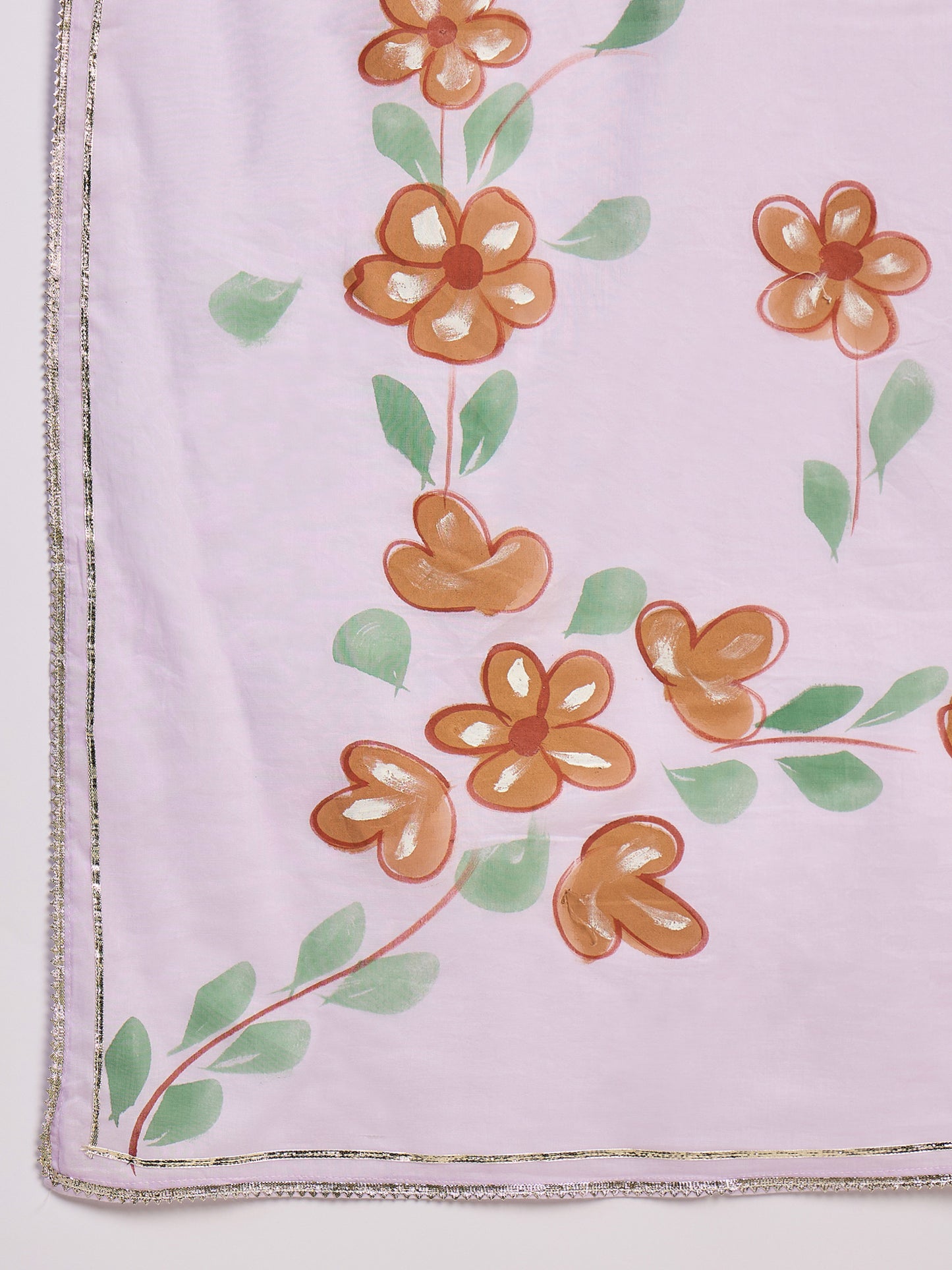 Purple Embroidered Cotton Suit Set for Women