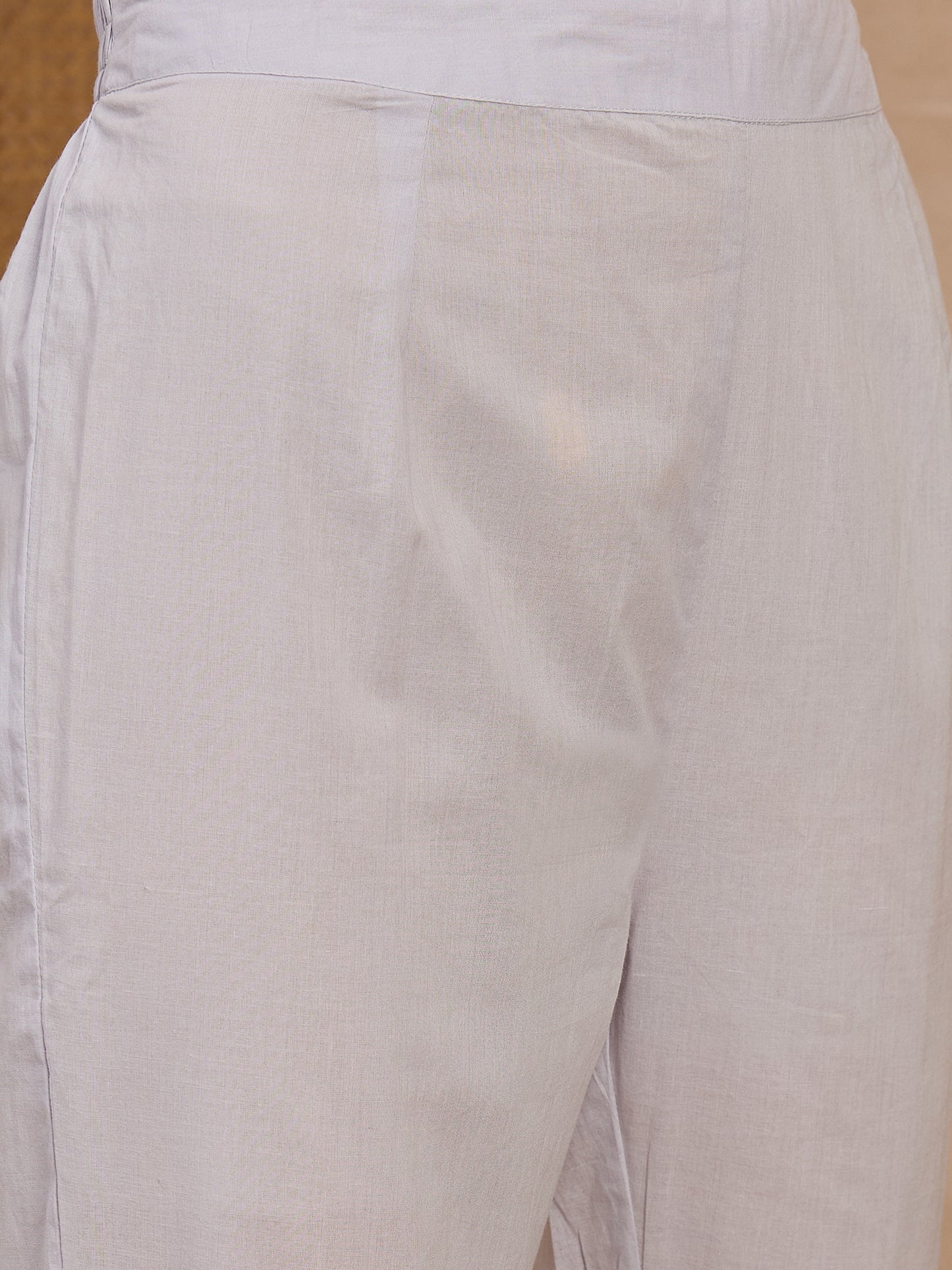 Lavender Embroidered Kurta Set with Floral Dupatta