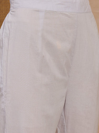 Lavender Embroidered Kurta Set with Floral Dupatta