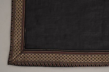 Black Straight Solid Kurta with Palazzo and Dupatta