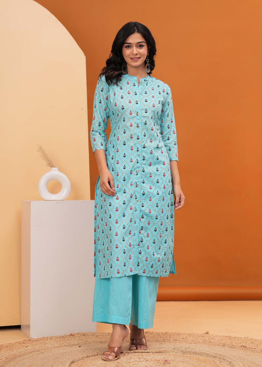 Kurti Master Women's Printed Straight Kurta Set