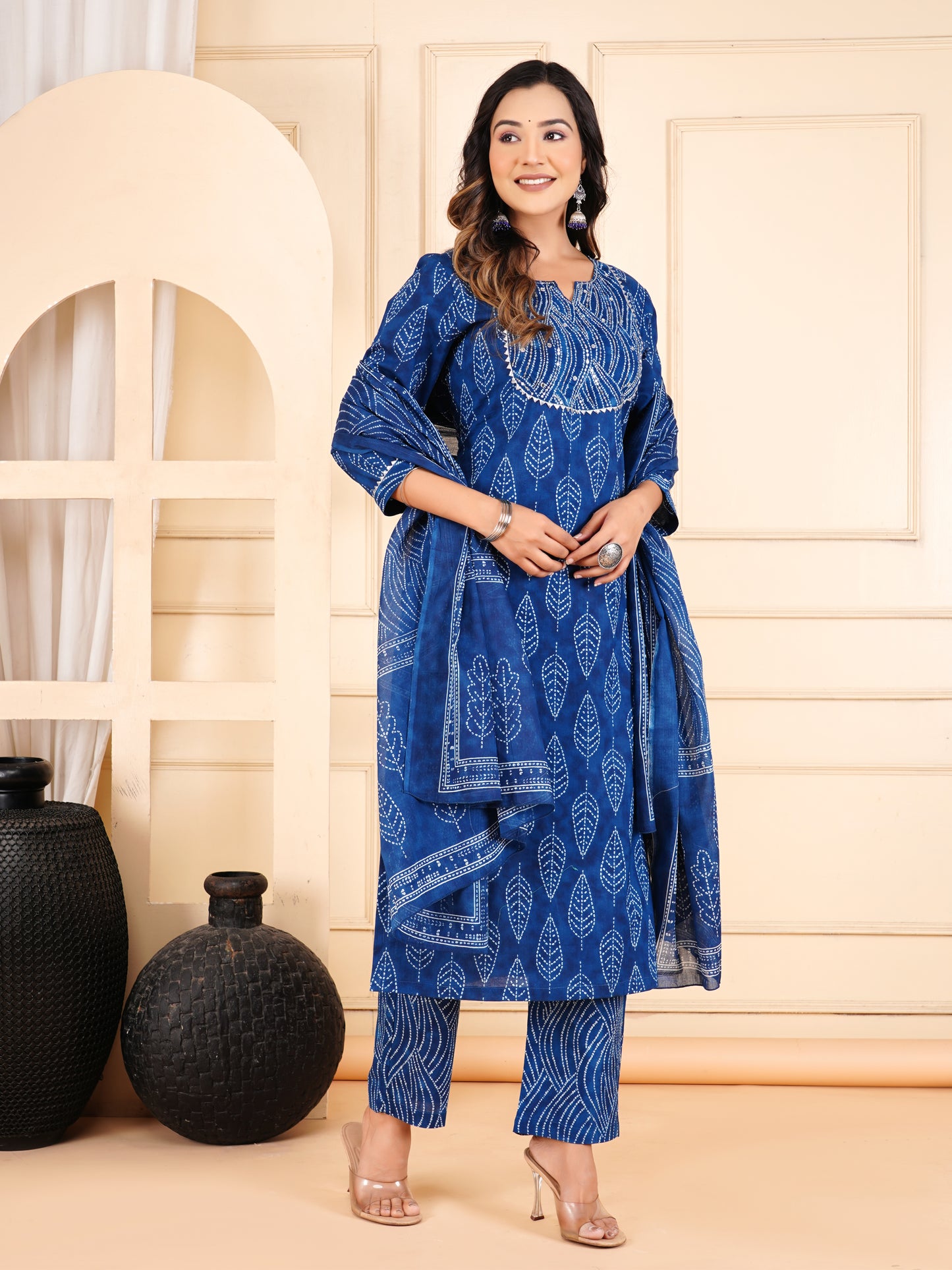 Blue Colour Designer Printed Kurta with Pant and Dupatta