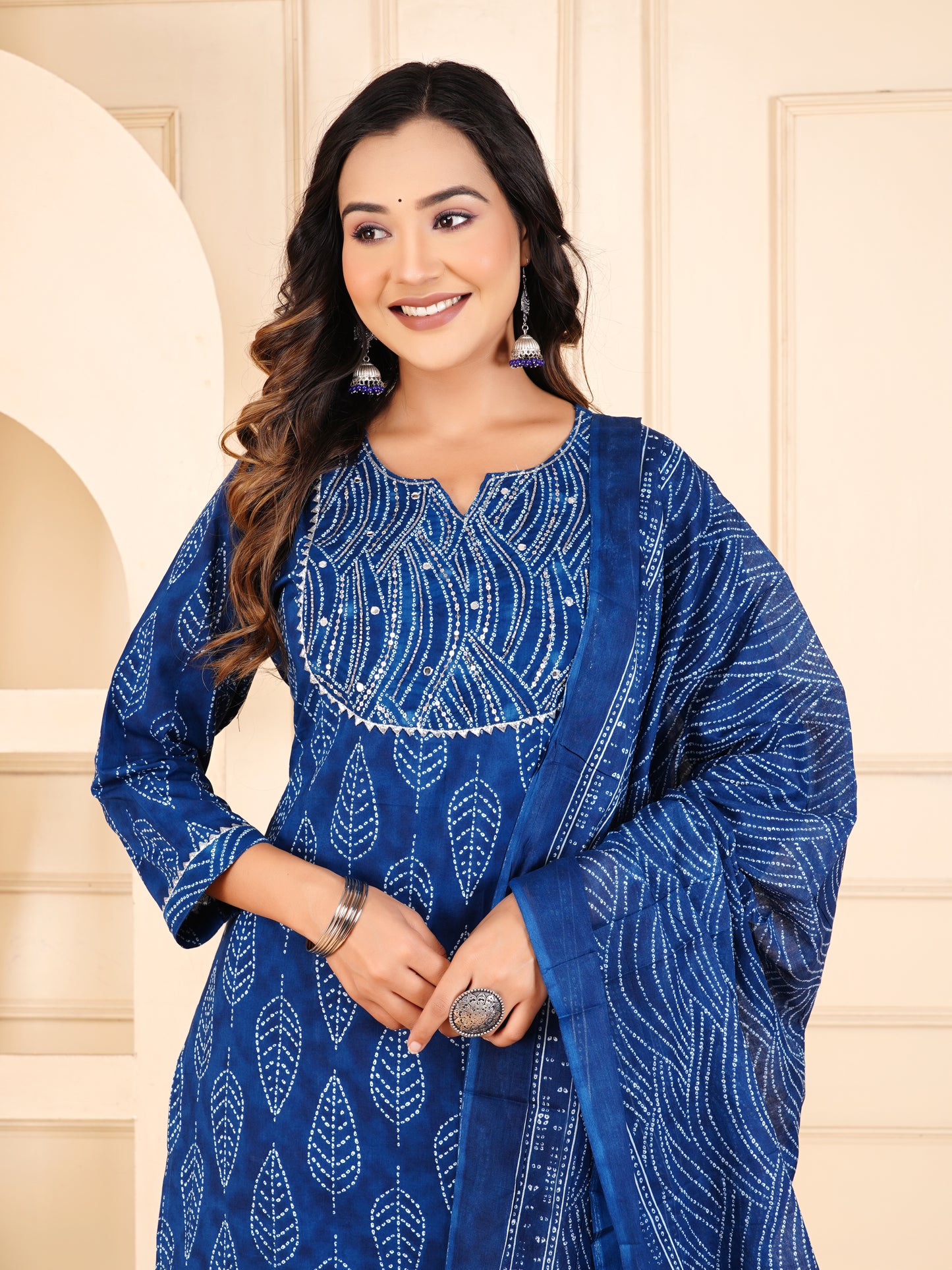 Blue Colour Designer Printed Kurta with Pant and Dupatta