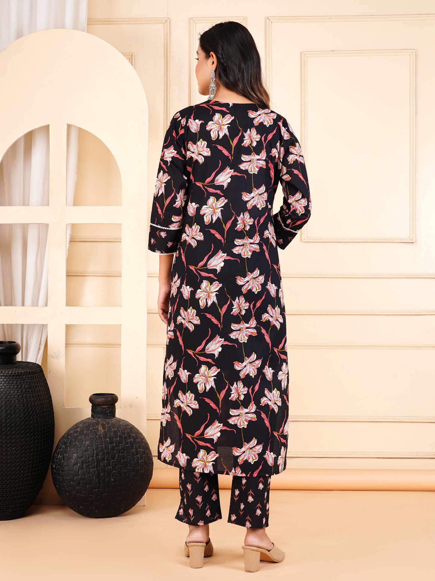 Black Colour Designer Printed Kurta with Pant and Dupatta