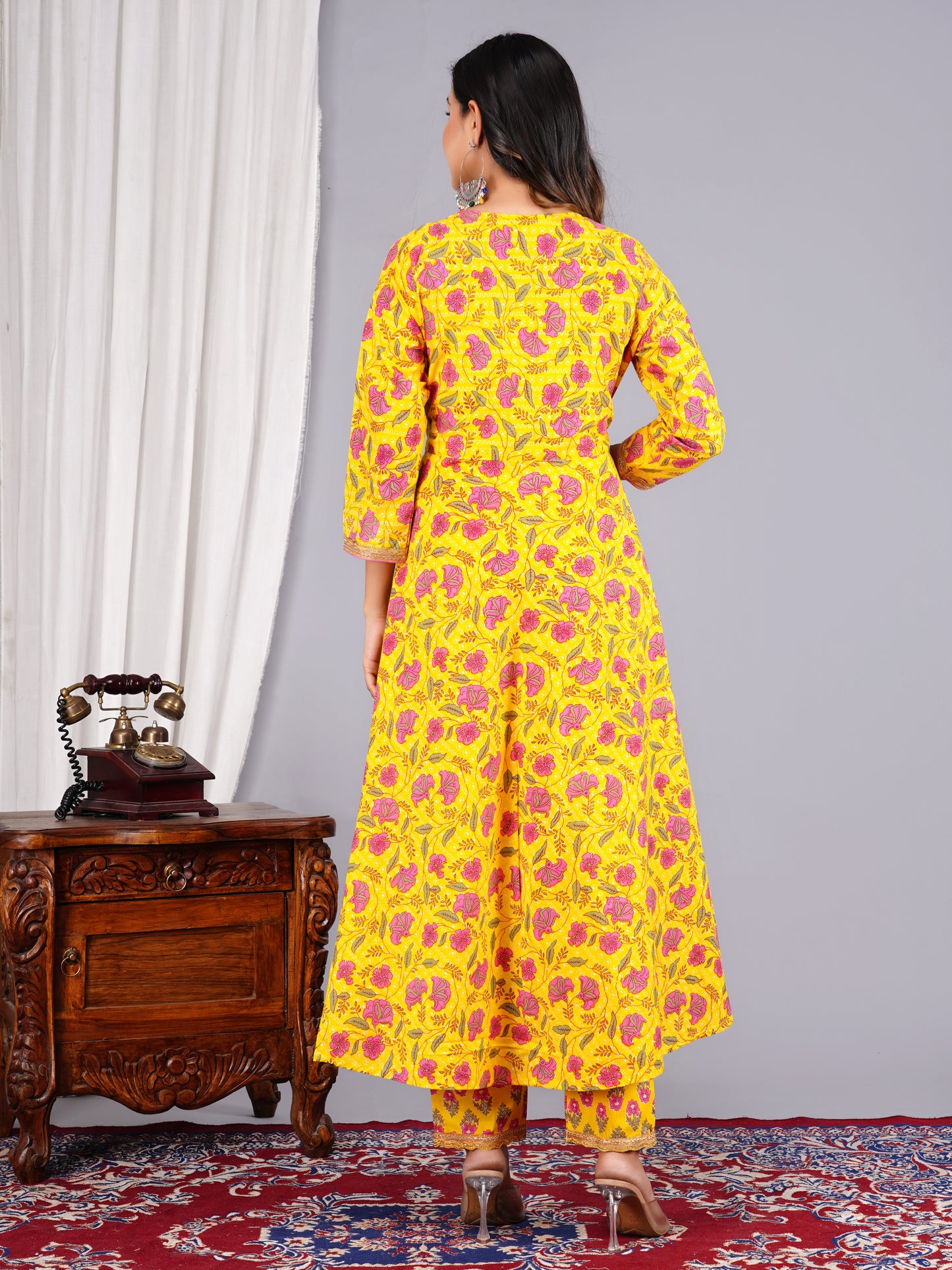 Yellow Colour Designer Printed Kurta with Pant and Dupatta