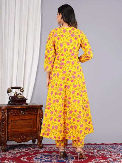 Yellow Colour Designer Printed Kurta with Pant and Dupatta