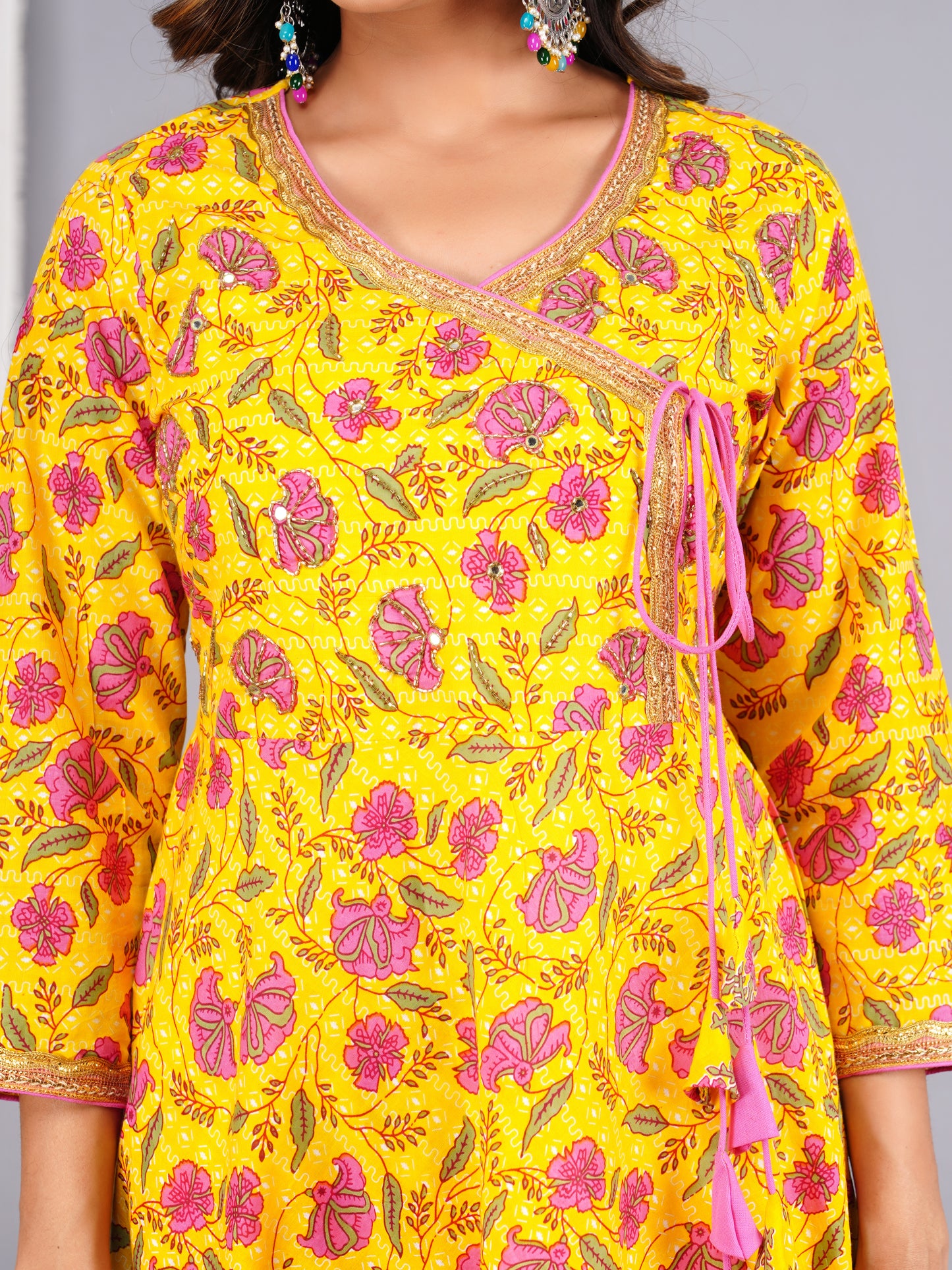 Yellow Colour Designer Printed Kurta with Pant and Dupatta