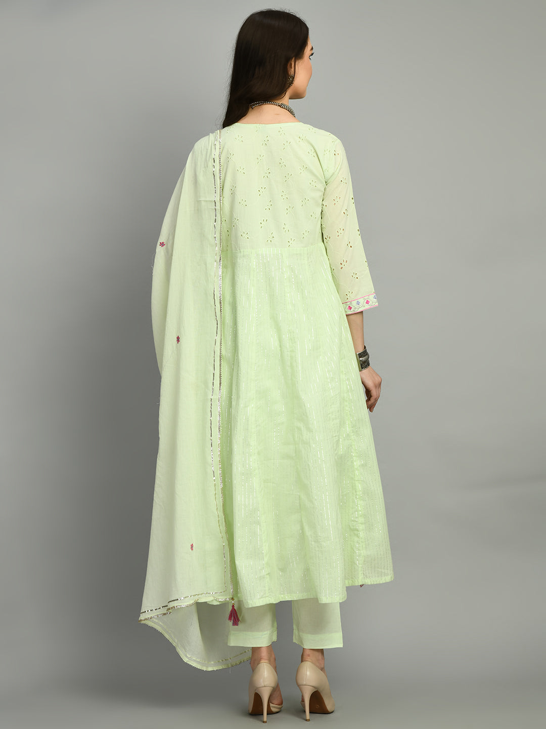 Light Green Embroidered Anarkali Kurta Set