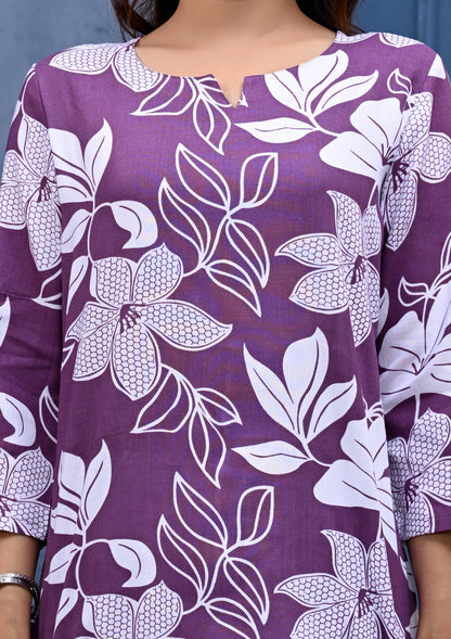 Chic Purple Floral Co-ord Set for Women – Stylish Everyday Wear