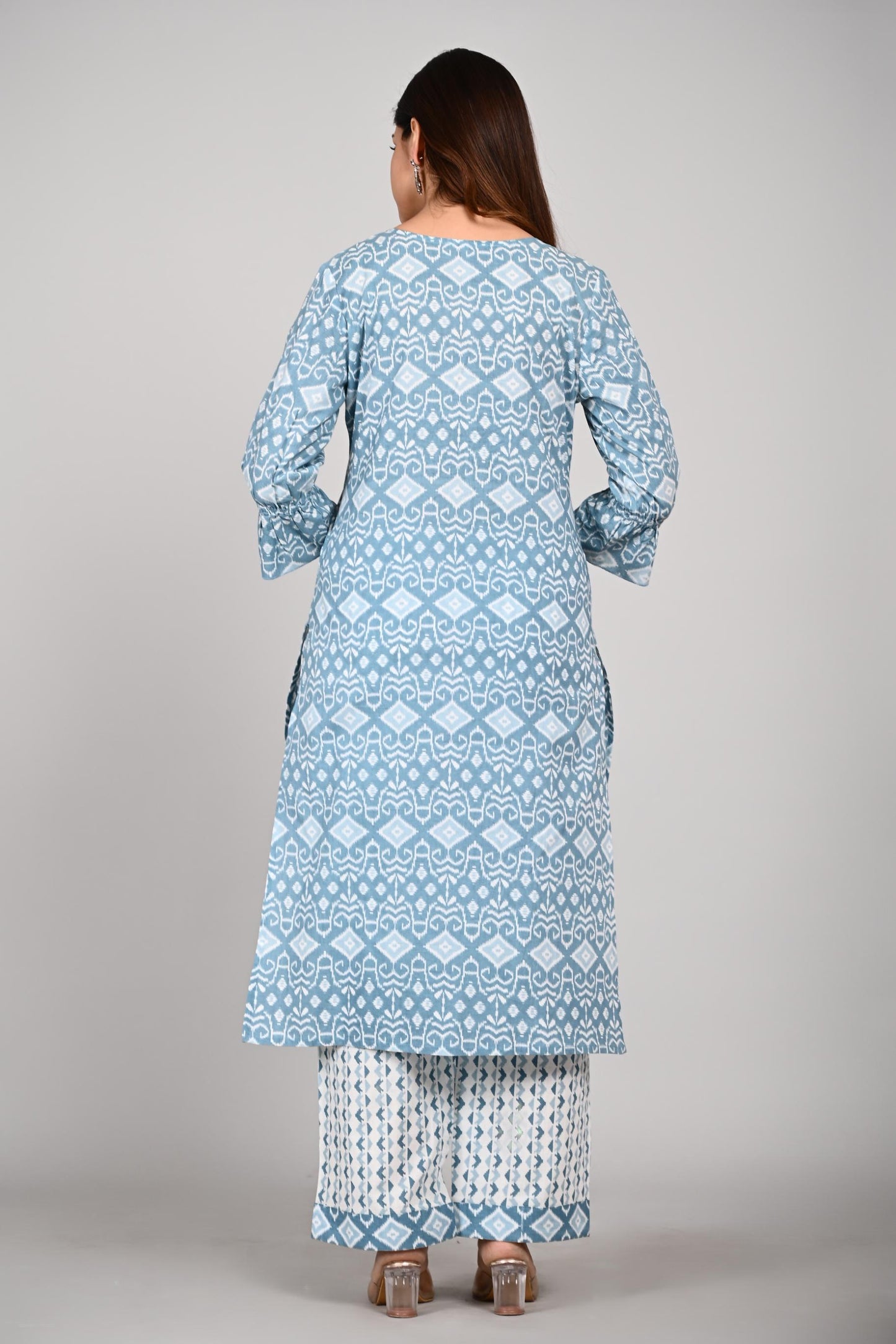 Skyblue Colour Designer Printed Kurta with Pant and Dupatta