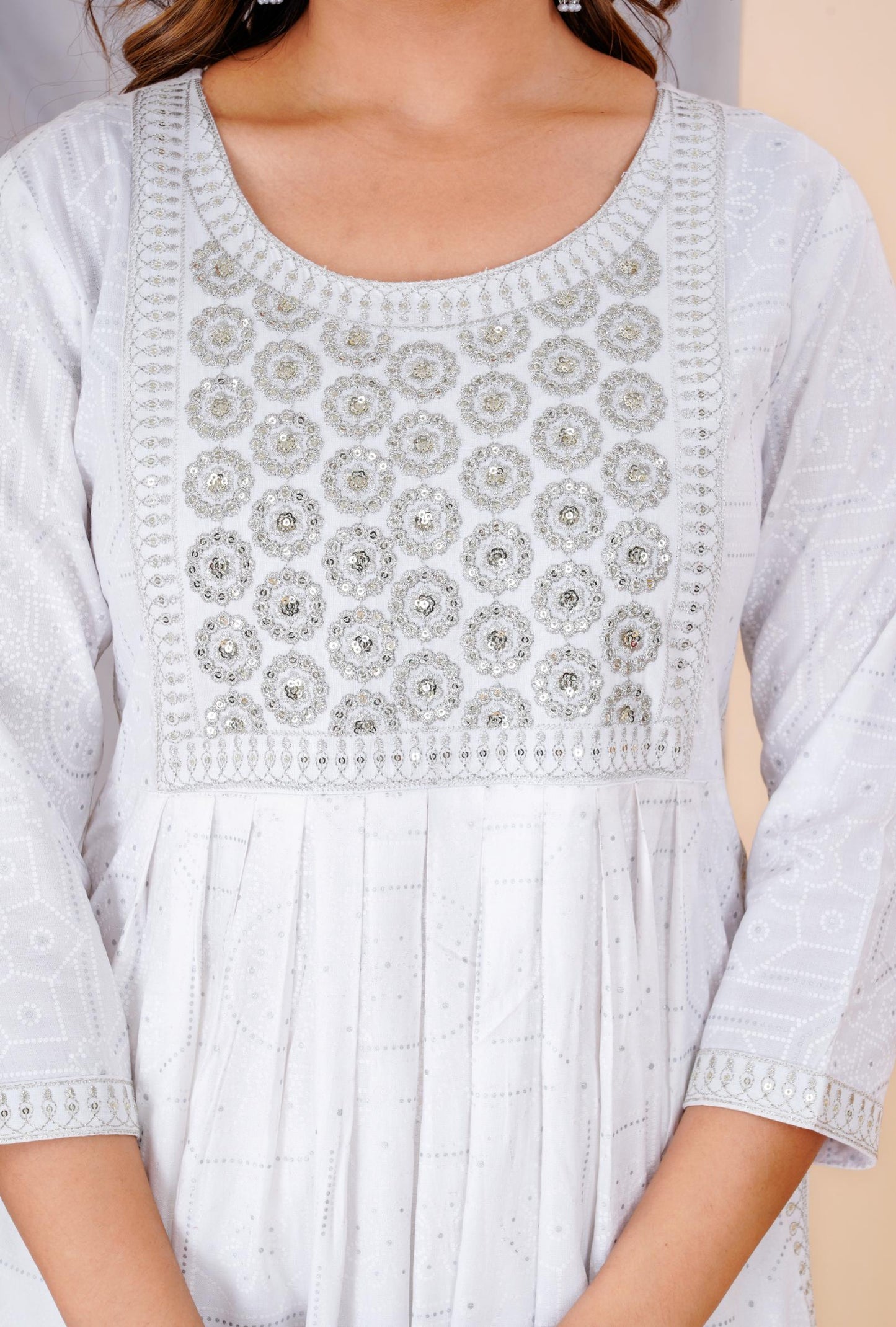 White Colour Designer Printed Kurta with Pant and Dupatta