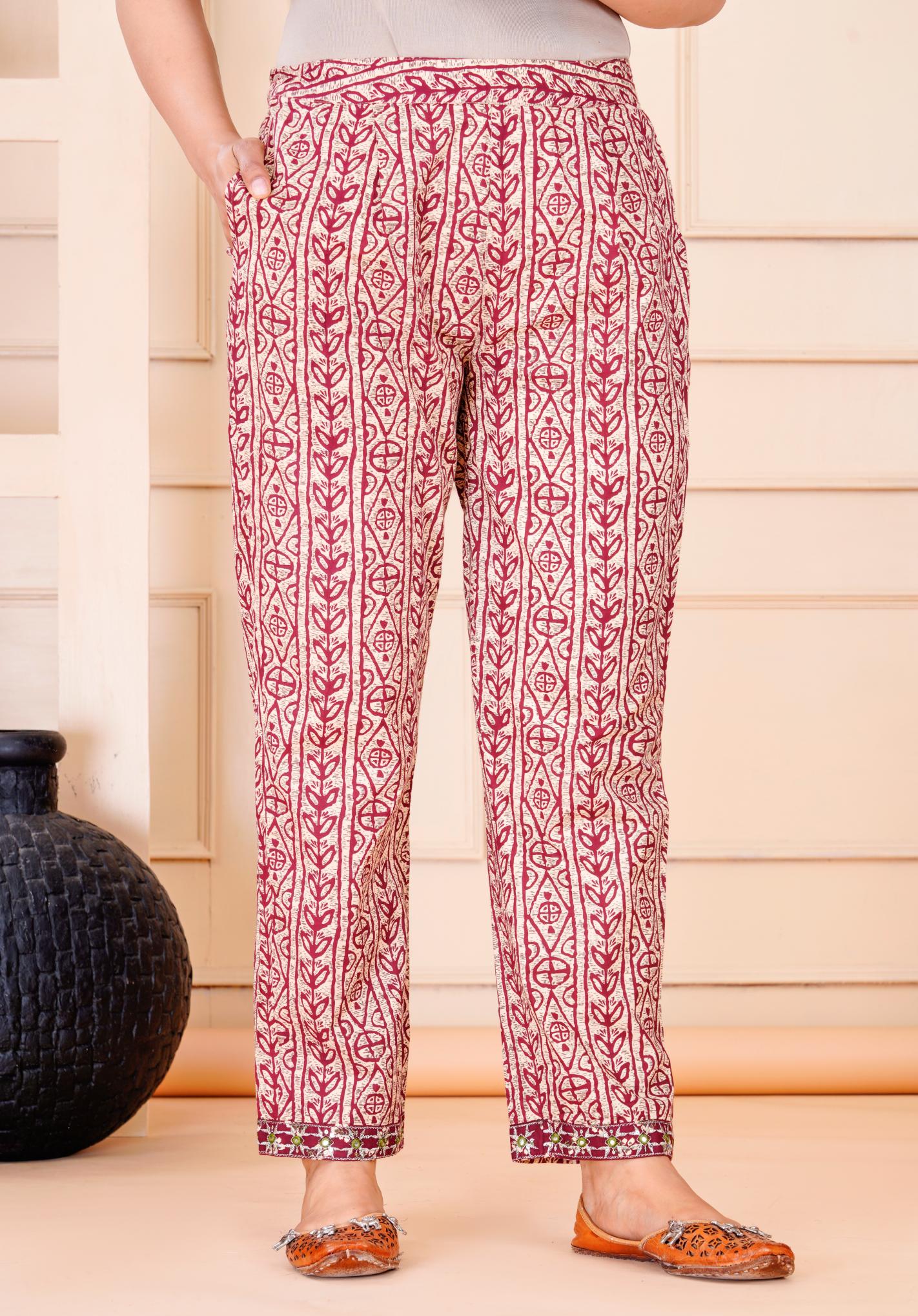 Wine Colour Designer Printed Kurta with Pant and Dupatta