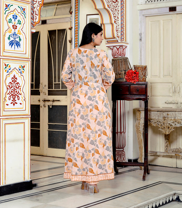 Orange Colour Designer Printed Kurta with Pant and Dupatta