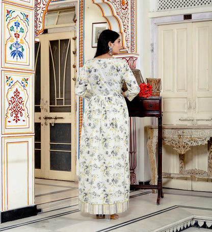 Beige Colour Designer Printed Kurta with Pant and Dupatta