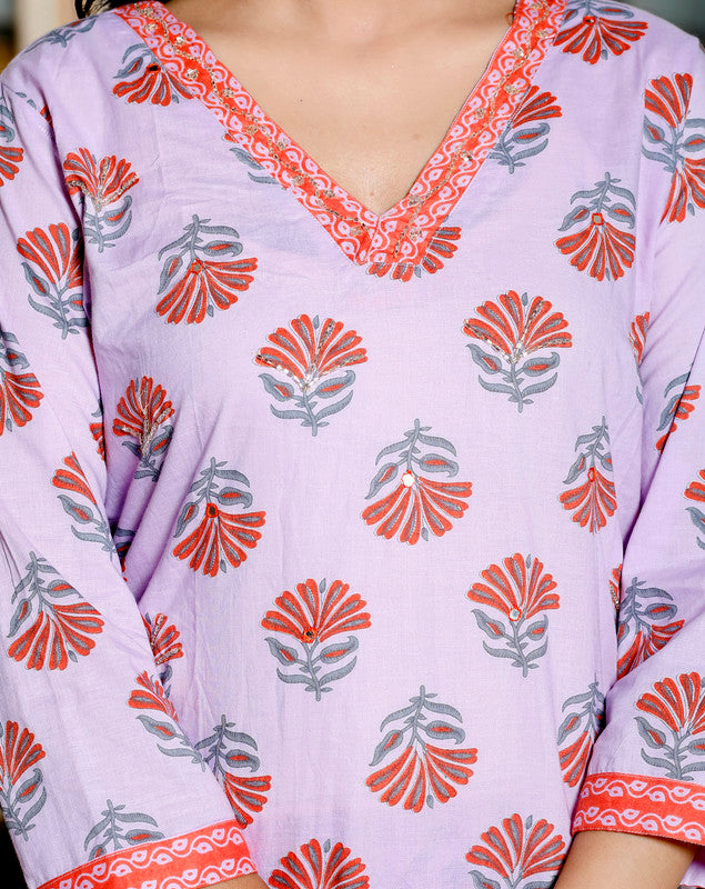 Parple Colour Designer Printed Kurta with Pant and Dupatta