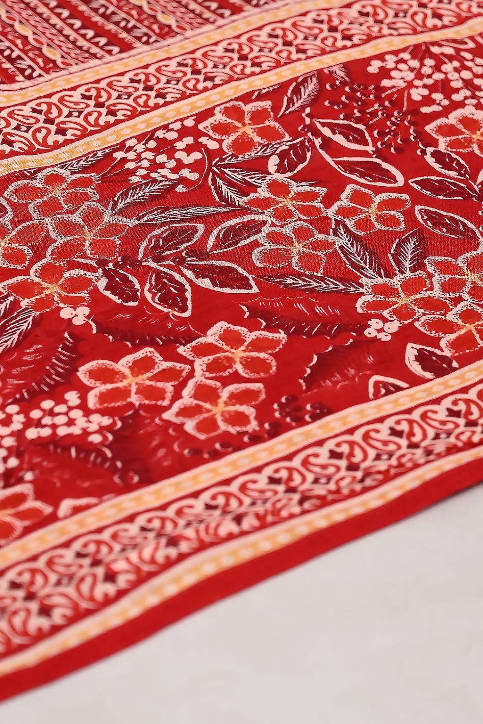 Red Colour Designer Printed Kurta with Pant and Dupatta