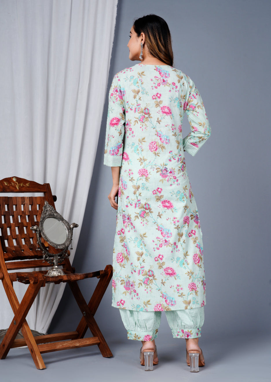 Green Colour Designer Printed Kurta with Pant and Dupatta