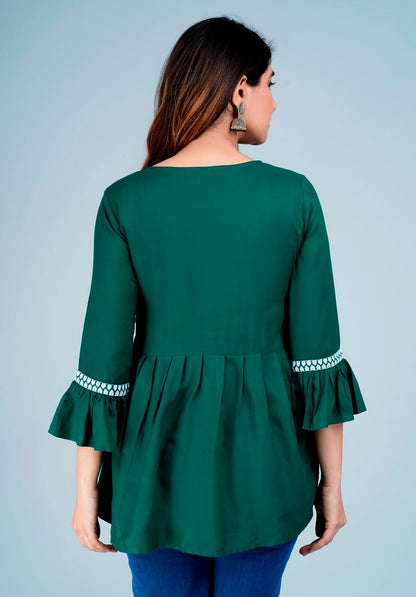 Green Embroidered Top