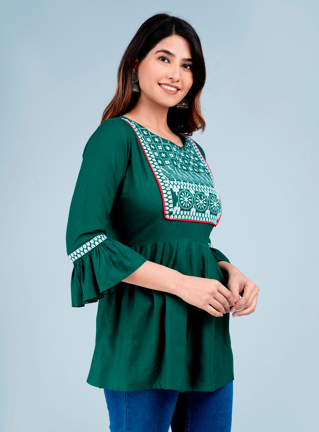 Green Embroidered Top