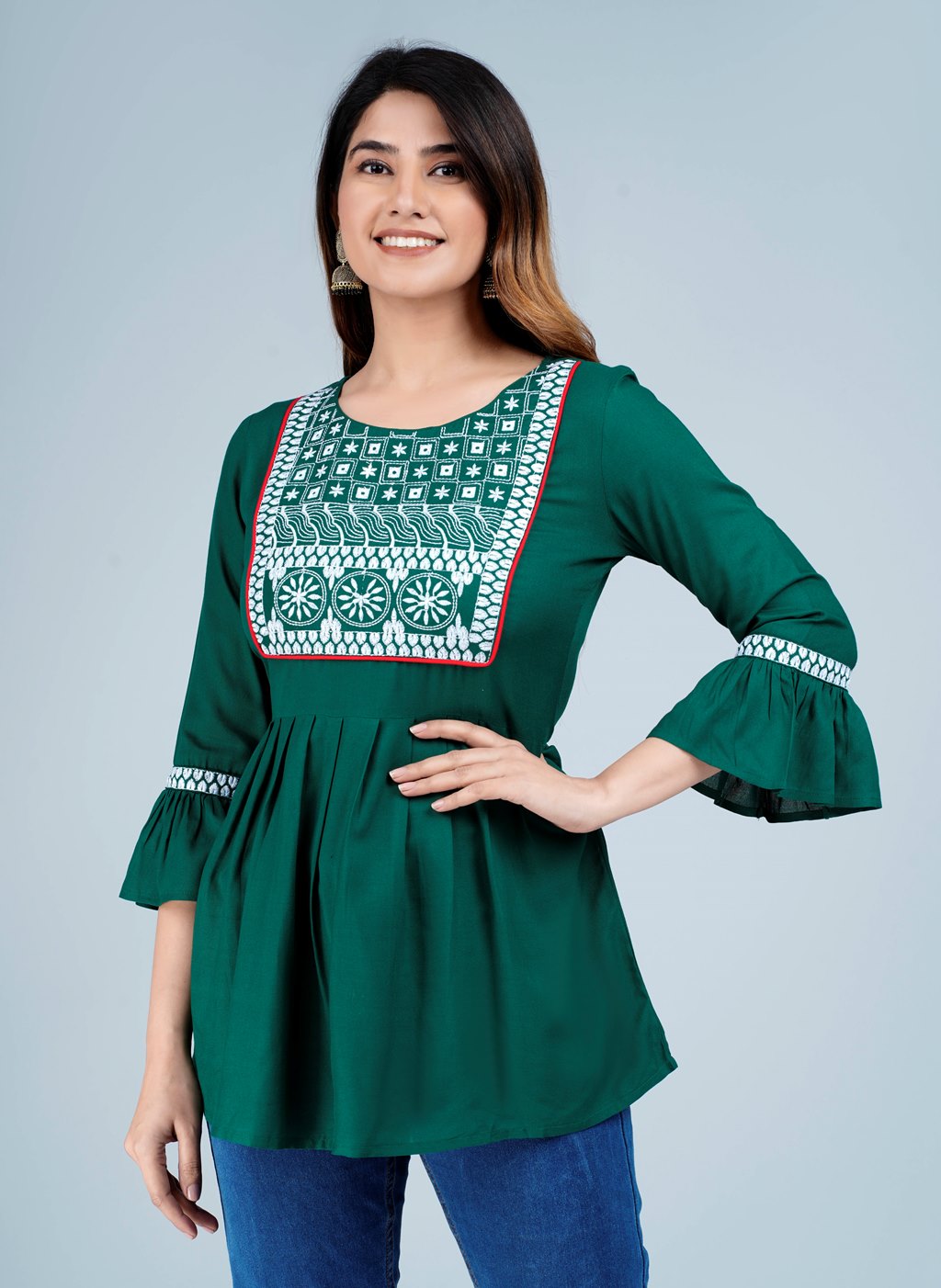 Green Embroidered Top