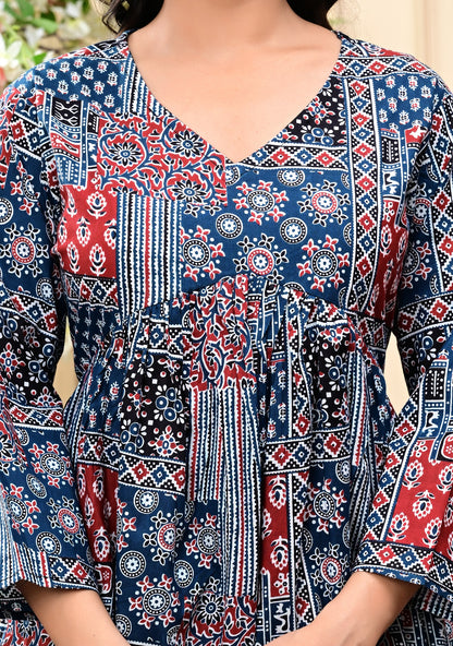 Boho Chic Printed Cotton Tunic Top for Women